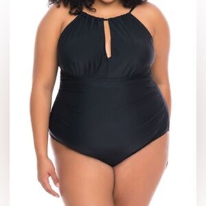 NWT! Boutique + Plus for Jessica Milagros Black Keyhole 1 Piece Swimsuit size 2X